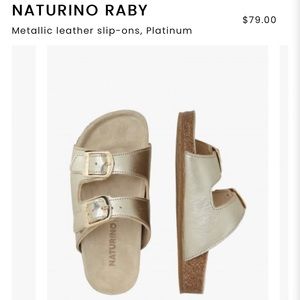 Kids size 3 Naturino Raby Metallic sandals in platinum